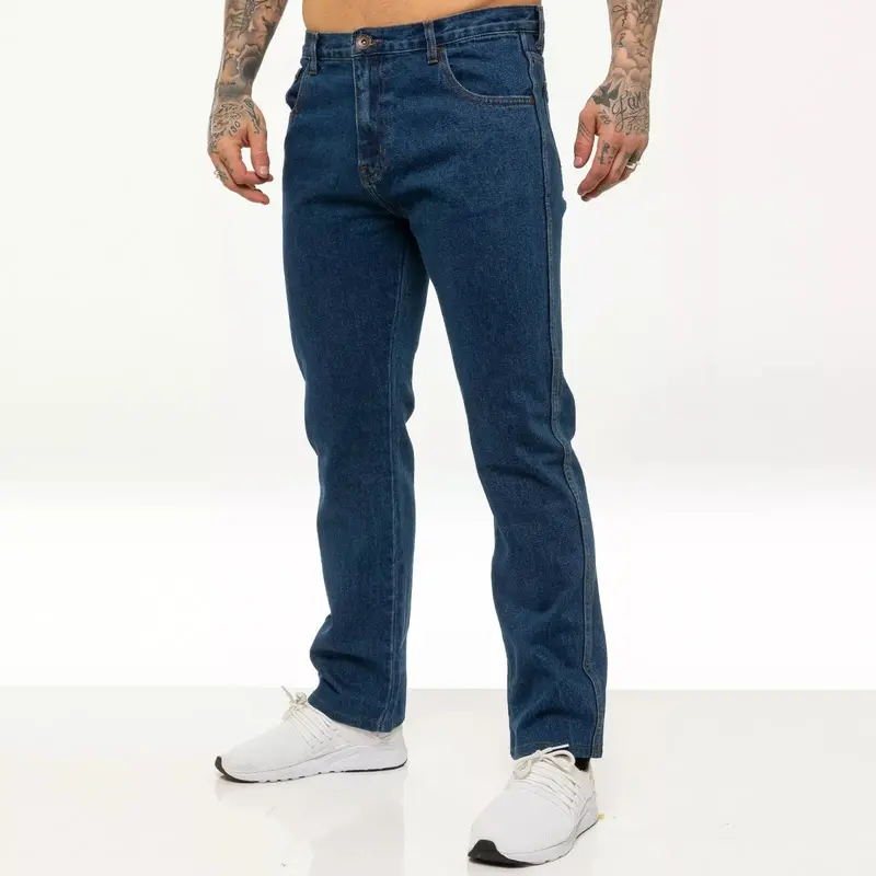 Mens Denim Jeans Straight Leg Regular Fit Basic Casual Work Heavy duty All Sizes Menswear Pants 2