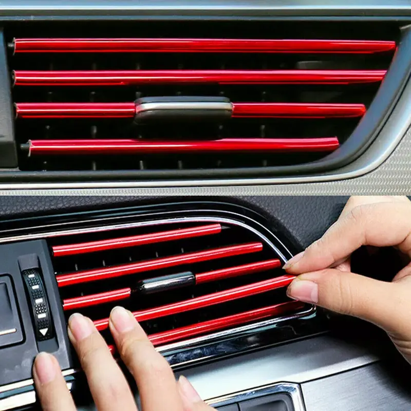 10× Car Accessories Interior Air Conditioner Air Outlet Decoration Stripes Cover 0
