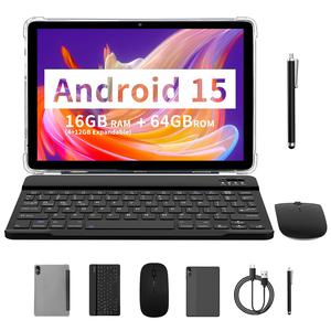 10.1 Inch Android Tablet with Bluetooth-compatible Keyboard Mouse Combo, Quad Core Processor, 16GB Storage, 64GB RAM, 1280x800 Screen, Lithium Battery, Touchscreen Android Tablet, Tablet Set Android