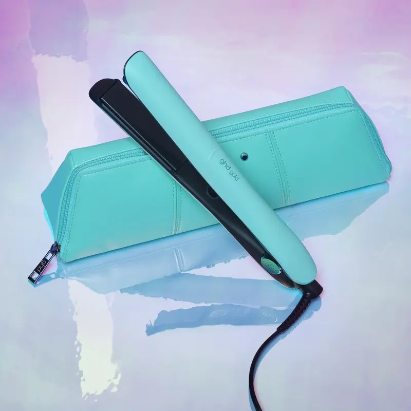 ghd Gold Limited Edition Hair Straightener in Mystic Aqua with Matching Heat-Resistant Bag & Mat 2