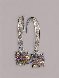 S925 Sterling Silver Synthetic Zirconia Decorated Hoop Dangle Earrings Set, Fashionable Earrings for Women, Trendy All-match & Exquisite Jewelry for Birthday Gift, Gifts for Her