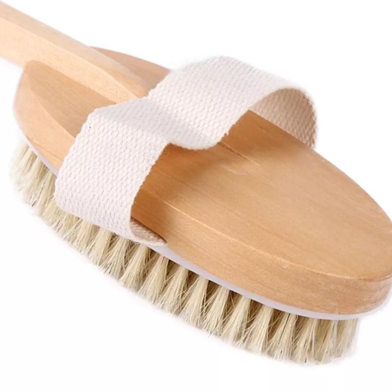 Professional Dry Skin Brush Detachable Handle Body Bristle Bath Massager Scrub 2