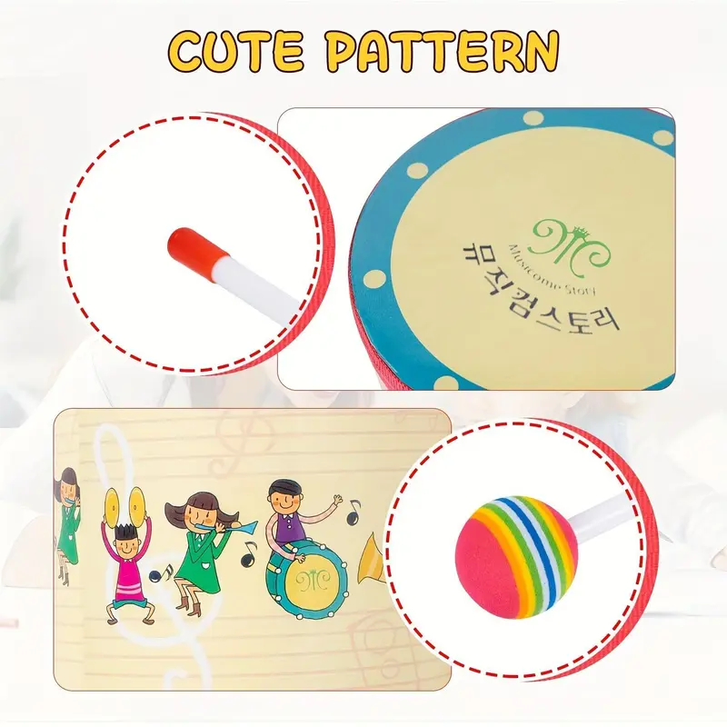 [Colorful Floor Tom Drum] Colorful 8-Inch Floor Tom Drum - 1pc with 2 Mallets - Music Percussion Instrument for Youngsters - Ideal Christmas Birthday Gift 1