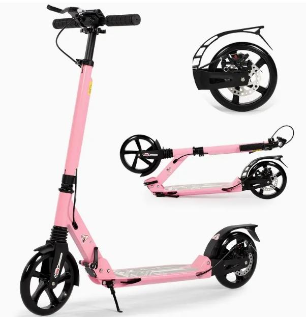 Product Introduction of Children's colorful flashing wheel scooter, foldable, suitable for children aged 7-14, adjustable height, with brakes, large wheels, black 2
