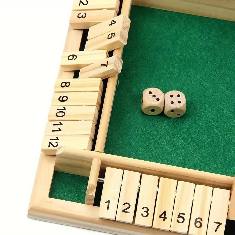 Classic Wooden Math Game for 2-4 Players - 8.85" Square, Solid Wood with Green Felt & Numbered Blocks + 8 Dice, Addition Fun for Adults, Standard Edition 8