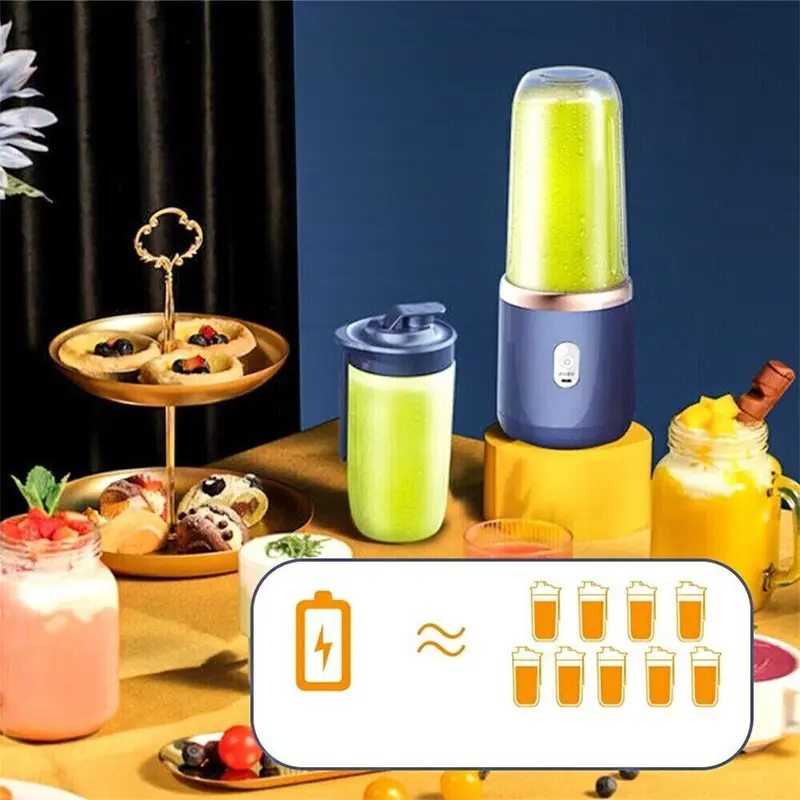 New Electric Mini Juice Maker Portable Blender Smoothie Juicer Fruit Machine UK with 2 Cups Eco-friendly Materials Rechargeable Battery 300ML Capacity 1800-20000 rpm 12 Months Warranty 3