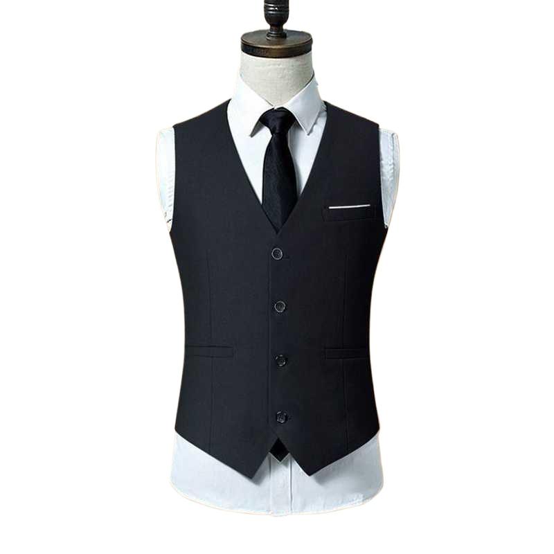 Men's Casual Business Vests Slim Fit Formal Business Vest Large Size Waistcoat for Suit or Tuxedo Wedding Formal Prom 0