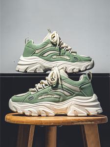 Men's Colorblock Lace-up Front Contrast Mesh Low Top Athletic Sneakers, Casual Comfortable Breathable Chunky Sneakers for Daily Wear, Boy's Walking Shoe, Sports Designer Shoes for Back To School, Footwear