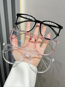 Unisex Simple Style Plain Color Anti Blue Light Lens Square Frame Eyeglasses, Trendy Casual Thin Eyeglasses for Everyday Use, Fashion Accessories for Outdoor Activities