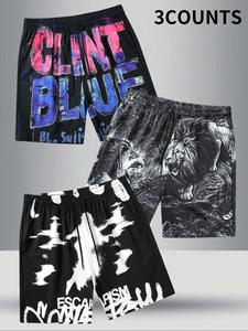 Men's Regular Fit Letter Print Shorts, Casual Comfy Breathable Shorts for Daily Wear, Men's Shorts for Summer