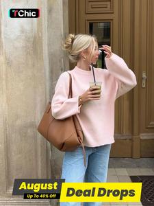 Women's Plain Drop Shoulder Sweater, Trendy Casual Long Sleeve Round Neck Jumper for Fall & Winter, Autumn Jumper, Sweaters for Women, Fashion Ladies' Breathable Fabric Knitwear for Daily Wear, Womenswear, Essential