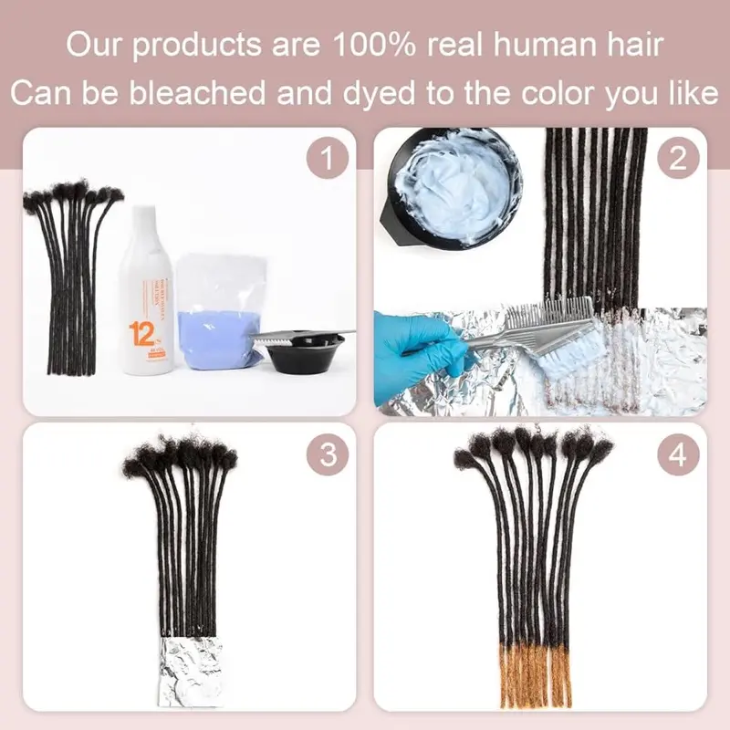 100% Human Hair Loc Extensions Handmade Loc Extensions(10Locs/strands) Dreadlocks 0.2-1.5cm Plus *Free Gift* 4