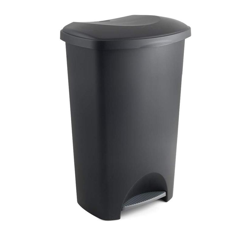 Plastic Family Kitchen Utility Bin, 50 Litre, New Black with Silver Pedal 0