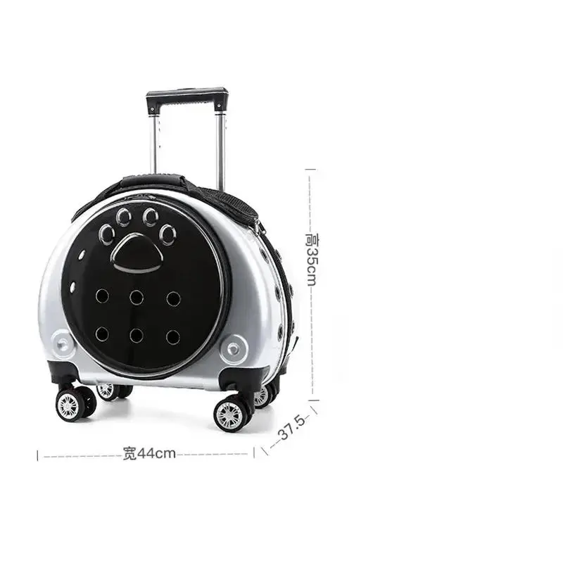 Pet Dog Trolley Suitcase Luggage with Wheels Carrying Transparent Breathable Carrier Backpack Stroller 3