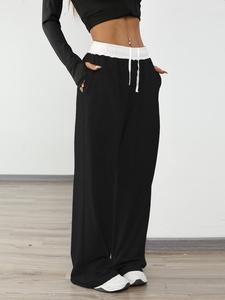 Women's Colorblock Print Drawstring Waist Sweatpants, High Waist Drawstring, Casual Elastic Waist Jogger Pants for Outdoor Daily Wear, Ladies Bottoms for All Seasons