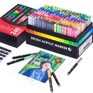 Brush Marker Pen Set, 24/48/60/80 Colors Straight Liquid Acrylic Marker Pens, Waterproof Pen Soft Brush Nib for Glass Stone Metal Wood Plastic Paper, Art Markers Pen, Art Supplies
