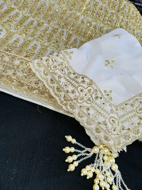 Unstitched White Partywear Suit - Elegant and Sophisticated - Skincare 4