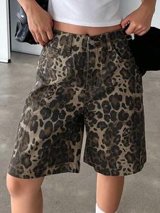 Women's Leopard Print Shorts, Casual Fashion Shorts for Daily Wear, Ladies Bottoms for Summer