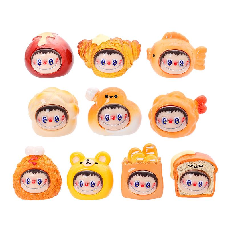 Set of 10 Desk Ornament Cute Labubu Creative Mini Figure Desktop Decoration for Home Office Living Room Bedroom Ornaments Car Accessories Girls Cute Birthday Gift statue 8