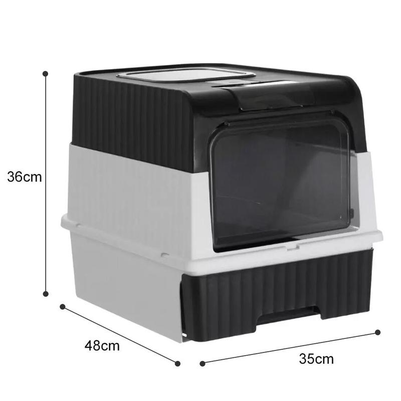 Covered Cat Litter Box with Lid for Small and Medium Cats, Top Entry Drawer Type with Front Door Cat Litter Tray, Anti-Splashing Cat Litter Tray with Drawer Pan and Scoop, Odor Control Easy Clean Foldable Litter Tray litter box cat  litter  tray 3