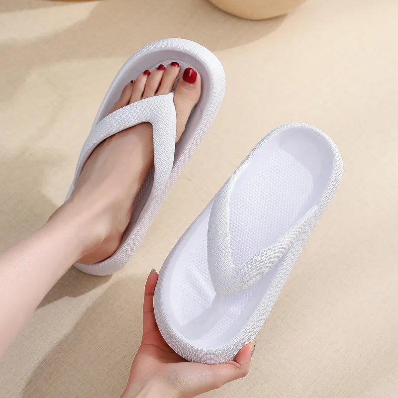 Rimocy Soft Sole EVA Women's Flip Flops 2023 Summer Beach Non-slip Cloud Slippers Women Thick Platform Clip Toe Bathroom Slides 1