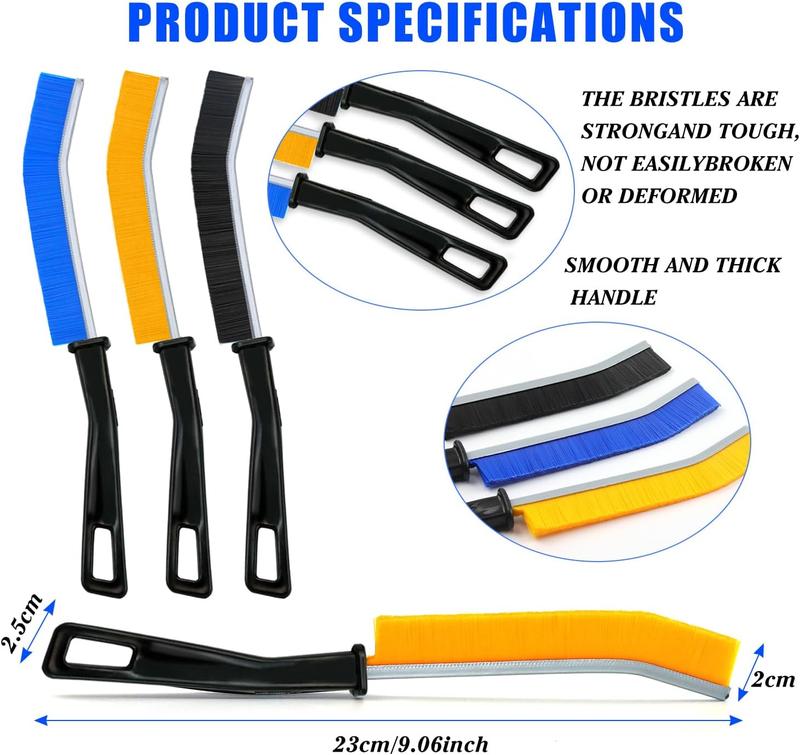 3pcs Long Handle Scrubbing Brush for Home Kitchen and Window Groove - Crevice Cleaning Brush 1