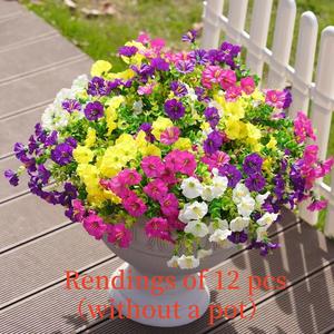 Artificial Flower, 12pcs/set Simulated 7-head Eucalyptus Morning Glory Fake Flower, Decorative Flower Arrangement, Decorative Flowers for Home Garden Outdoor Decoration