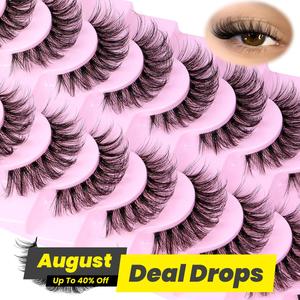 Natural Fluffy False Eyelashes, 10 Pairs Full Volume Eyelash for Lashes Extensions, Volumized False Eyelashes for Women and Girls Eye Makeup Enhancement, High Quality Eyelashes