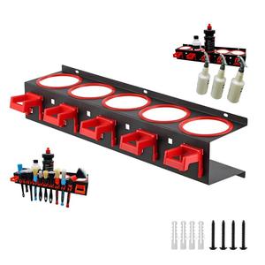 Car Spray Bottle Holder, Car Cleaning Kit Holder, Multifunctional Car Accessories for Car Wash, Adjustable Storage Shelf, Wall Mounted Hanging Car Wax Bottle Storage Rack with Hooks