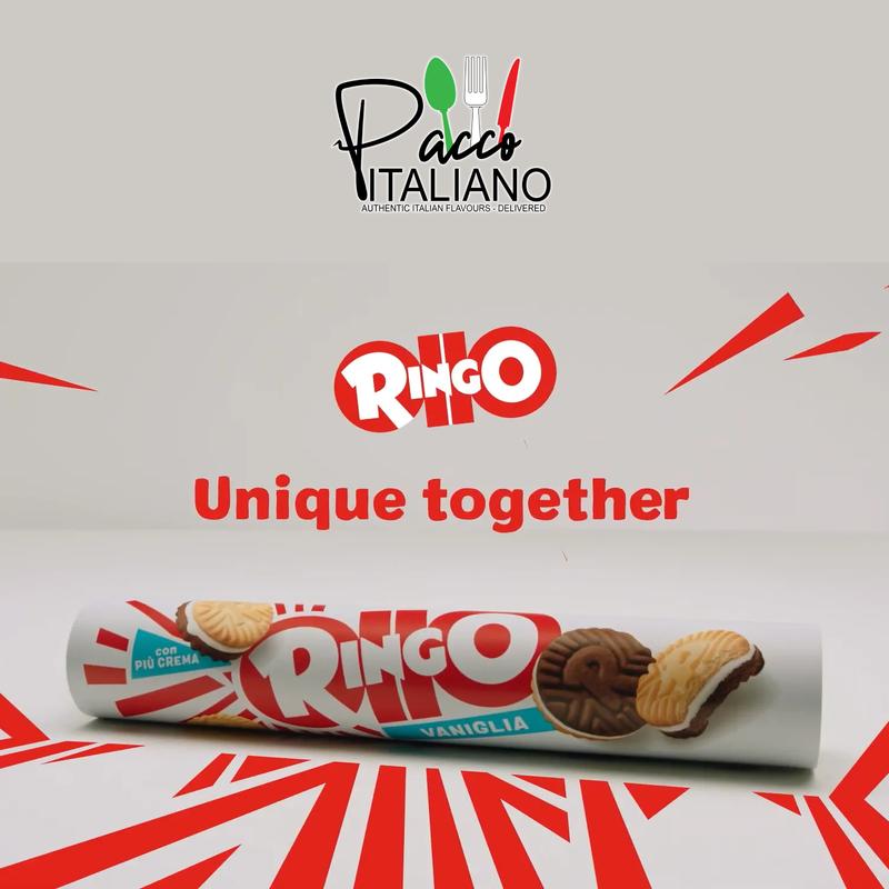 Ringo Vanilla Cookies in Tube - 165g, Delicious Snack for All Occasions cookie boxes milk cream  - Italian Oreo style - Vaniglia 5