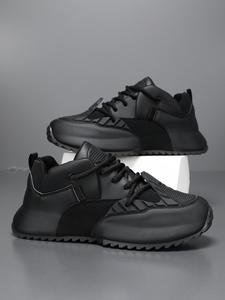 Men's Fashionable Lace Up Front Sneakers, Casual Comfortable Breathable Sports Running Shoes, Male All-match Round Toe Chunky Sneakers for Daily Life, Closed