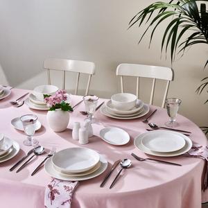 Karaca Forever Bone China Artiste 53-Piece Dinner Set for 12 People, White