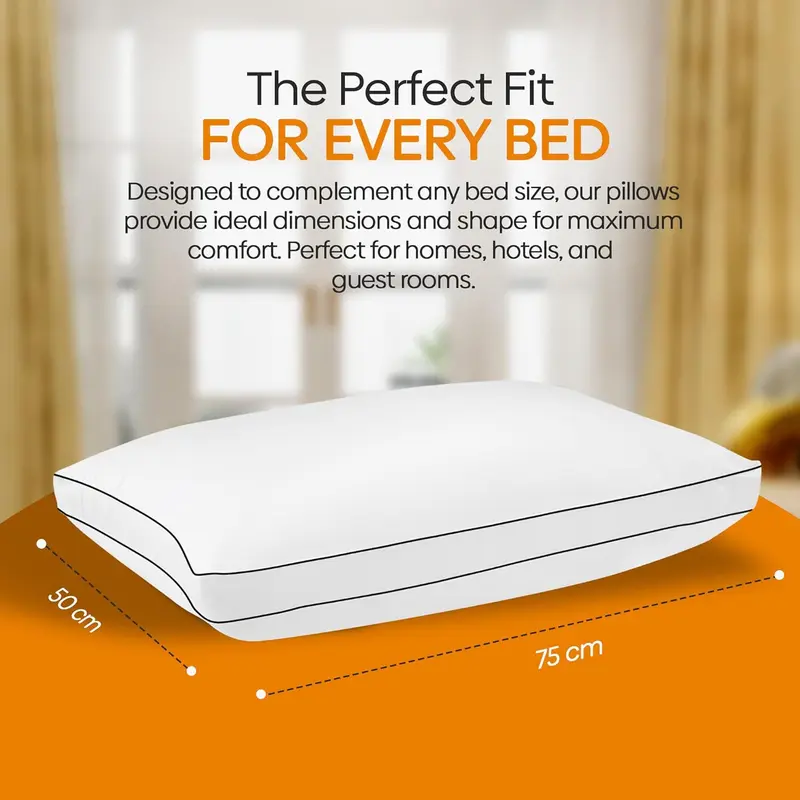 Premium Egyptian Cotton Box Pillows (ALL Packs) – Extra Fluffy, Hypoallergenic & Breathable | Hotel Quality | SAME DAY SHIPPING 4