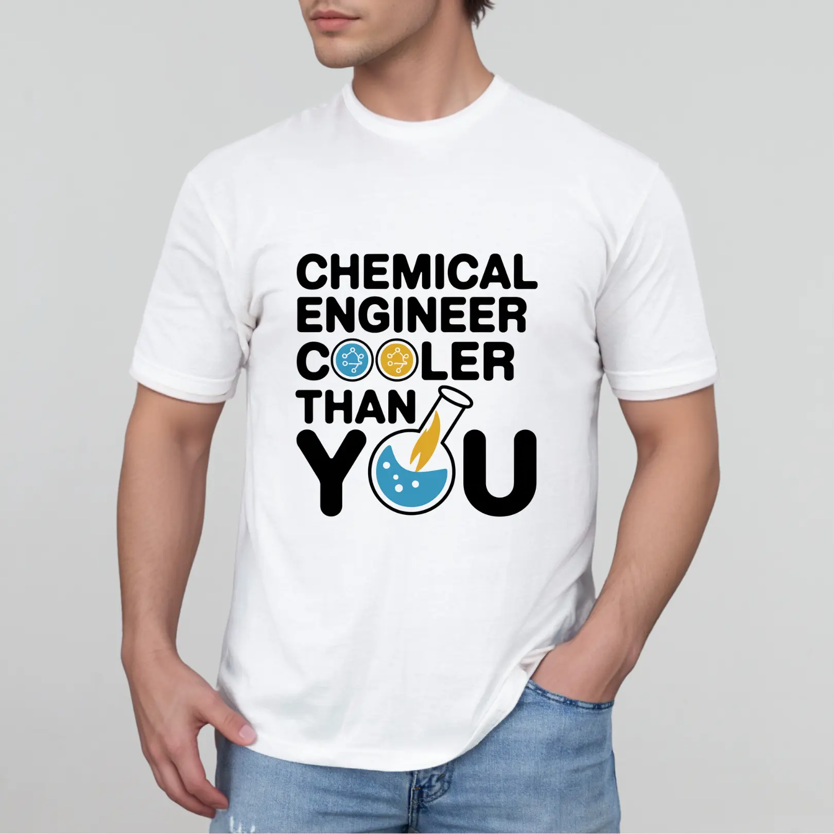Chemical Engineering Chemical Engineer, Cooler Than You Shirt – Stylish short sleeve tee for men, soft and breathable fabric, perfect for casual wear, study sessions, or hanging out with friends.