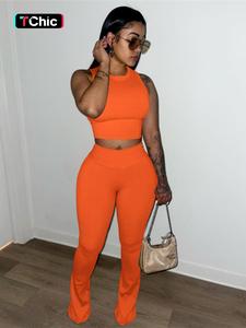 Women's Striped Round Neck Crop Tank Top & Wide Band Waist Pants Two-piece Set, Casual Sleeveless Top &  Pants for Daily Wear, Ladies Summer Clothes