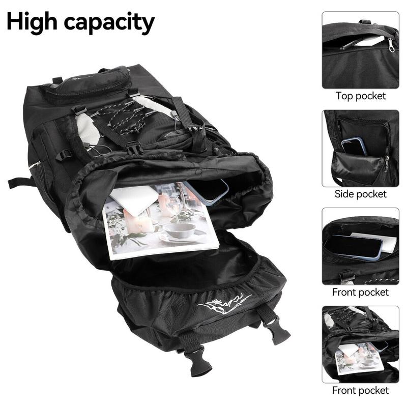 Hiking Backpack, 80L Large Capacity Trekking Rucksack, Waterproof Hiking Rucksack, Lightweight Outdoor Camping Daypack with Rain Cover for Mountaineering Touring 5