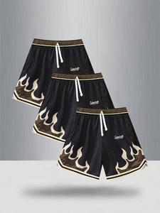 Men's Fire & Letter Print Boxer Brief, Casual Comfy Breathable Underwear for Daily Wear, Mens Underwear for Summer