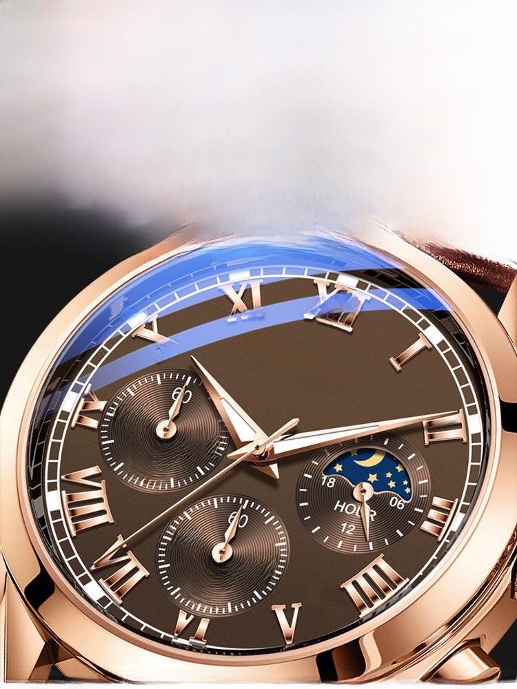 Product Introduction of Men&#039;s Leather Strap Quartz Watch Alloy Watch 5