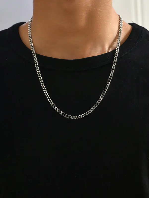 Silver Boys Cuban Chain Necklace 4.5mm Chain Teen Necklace 1