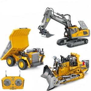 Remote Control Excavator Toy, 2.4GHz RC Construction Vehicle Truck Toy with Alloy Metal Cap, Light & Sound, Rechargeable Battery, Perfect Gift for Boys