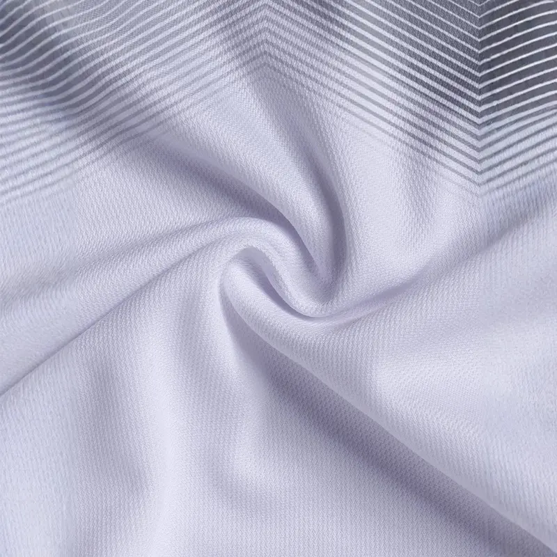 Men's Geometric Striped Gradient 3D Digital Printing Men's Summer Casual Business Button Lapel Polo Shirt 3