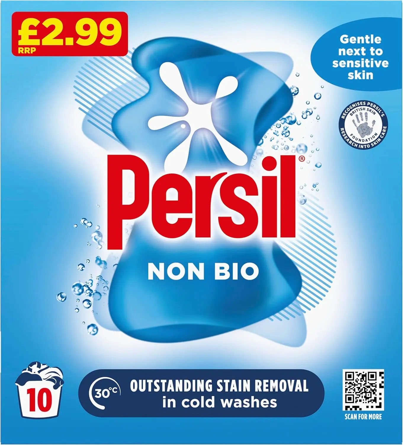 Non Bio Washing Powder gentle next to sensitive skin for outstanding stain removal in cold washes 10 washes (500 g)