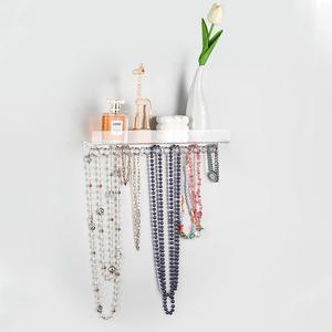 Wall Mounted Jewelry Organizer without Jewelry, 1 Count Acrylic Jewelry Holder with 13 Hooks, Jewelry Storage Rack for Necklaces Bracelet Earrings Ring