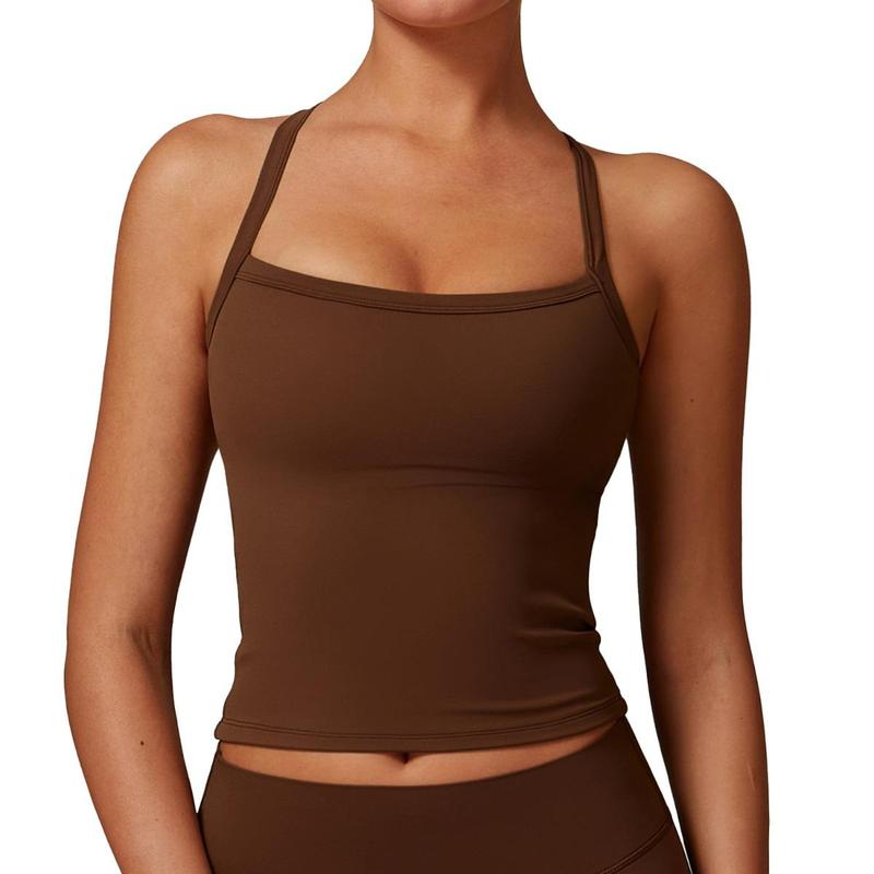 Women's Solid Backless Sports Cami Top, Quick Drying Breathable Sports Cami Top, Gym Clothes, Running Vest, Ladies Sportswear for Indoor Outdoor Wear 1