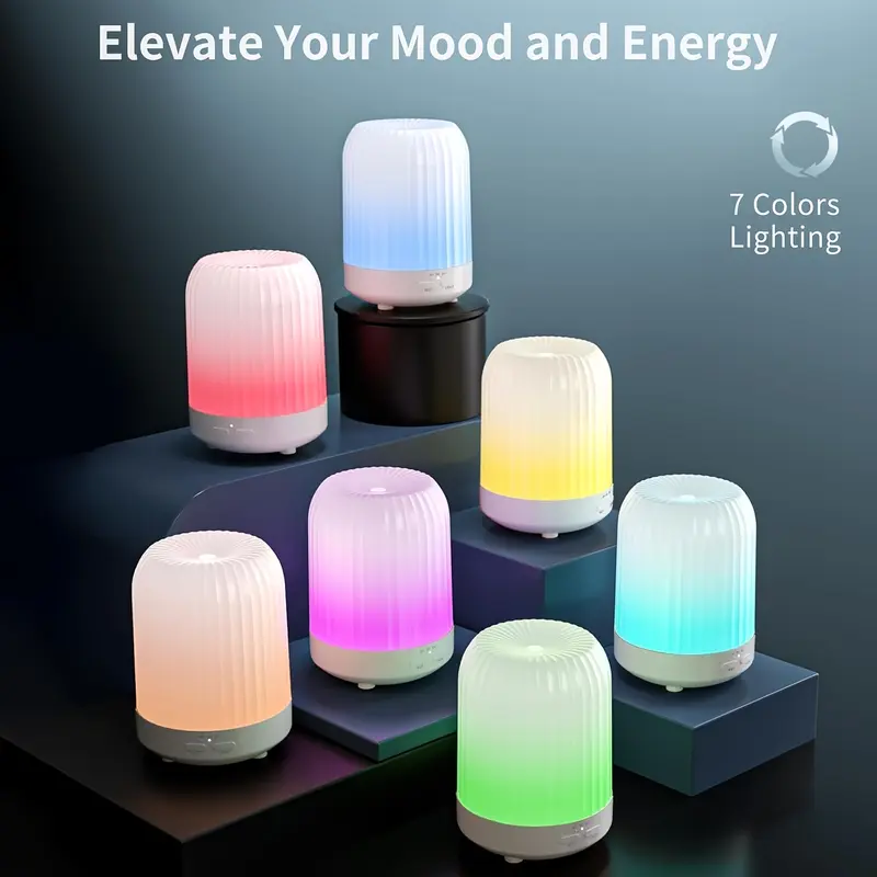 YETHKE 1pc Silent Aromatherapy Humidifier, USB Powered, 7 LED Light Colors, 3 Timer Modes, Auto-Off, Non-Waterproof, for Bedroom, Office, Living Room, Yoga Room - Tabletop, No Fragrance Included 8