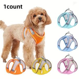 Comfortable & Safe Pet Vest with Reflective Strip, 1 Count Soft Mesh Adjustable Safety Pet Harness with No Tangle Leash, Pet Supplies for Small Dogs & Cats