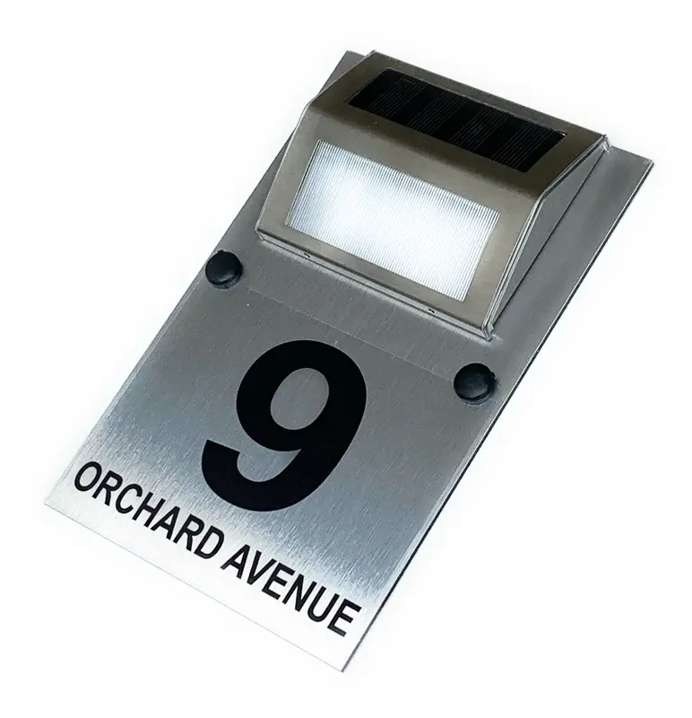 STYLISH LED SOLAR HOUSE SIGN PLAQUE DOOR NUMBER STREET NAME CUSTOMISED SIGN 3