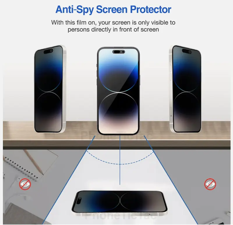 Full Privacy Tempered Glass Screen Protector for iPhone 11-16 Series | Pro/Pro Max | X/XS/XR/SE | Ultimate Screen Protection Durable Cellphone 5