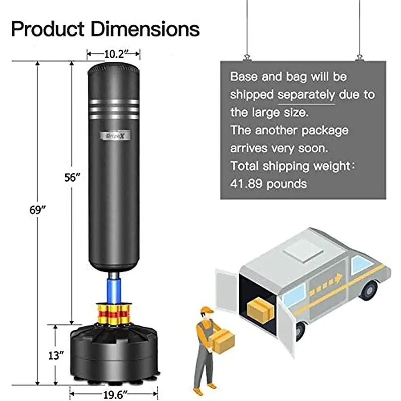 Adult Free Standing Boxing Punch Bag, Heavy Duty Punching Bag Stand with Suction Cup Base - 69'' 5