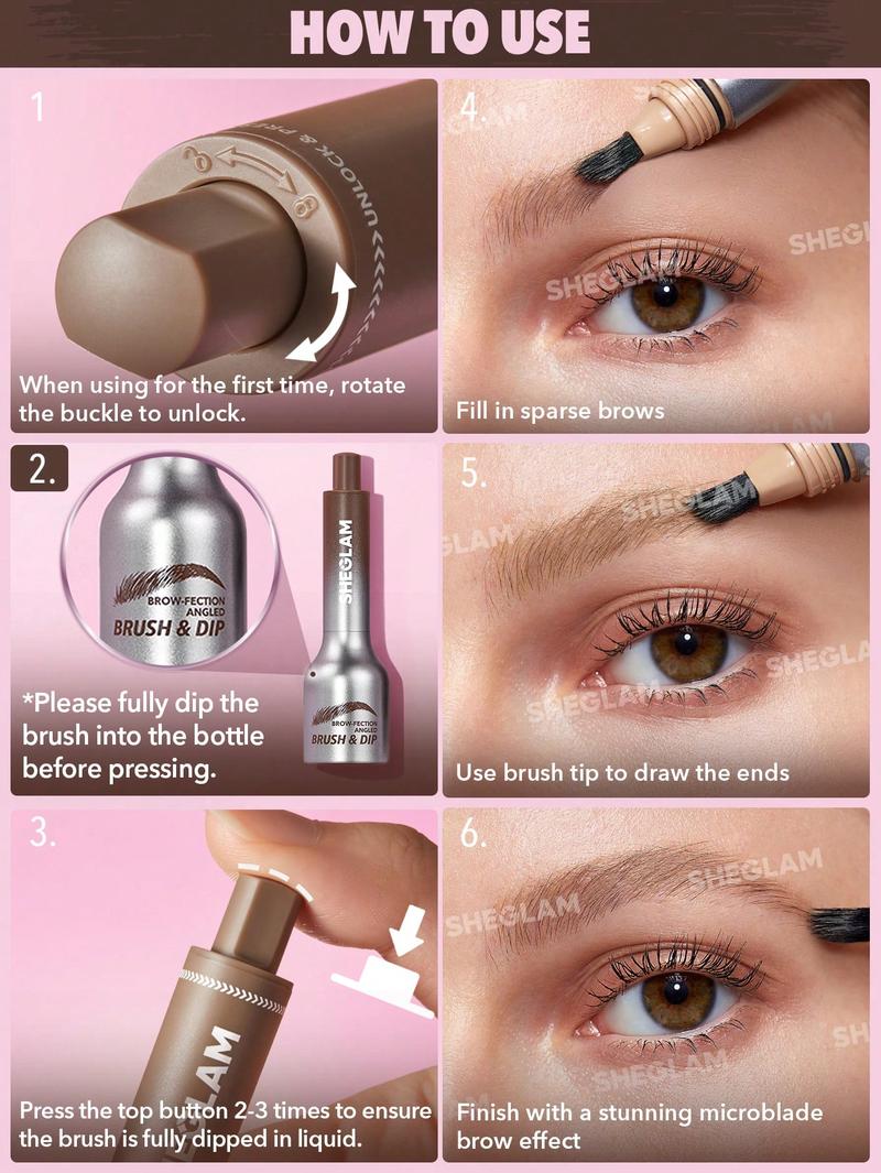 Product Introduction of SHEGLAM Brow-Fection Angled Brush & Dip-Latte Eyebrow Gel Pen - Hair-Like Strokes, Quick-Drying, Long-Lasting, Natural Shaping & Filling Makeup - Cosmetic 0
